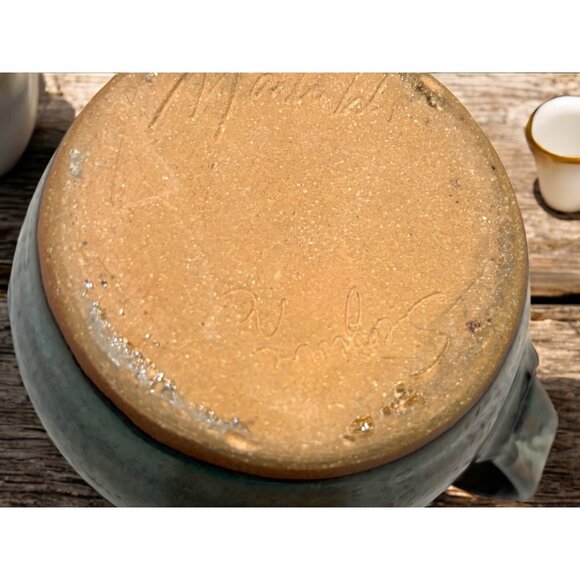 Martindale Art Pottery Creamer and Honey Pot Lidded Sugar Signed - Picture 7 of 16